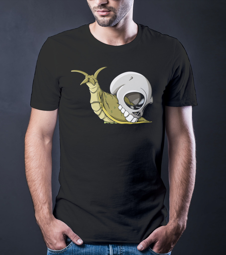 Skullug Funny Mix Skull With Slug Shell T-Shirt