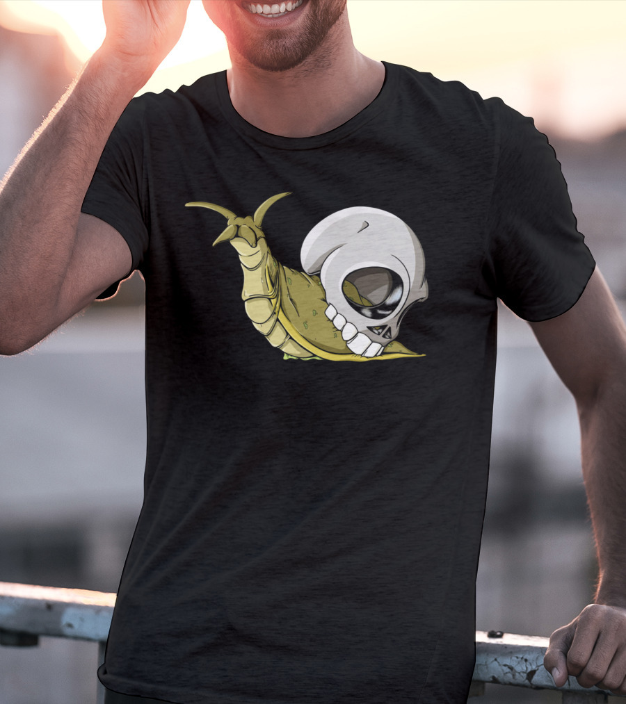 Skullug Funny Mix Skull With Slug Shell T-Shirt