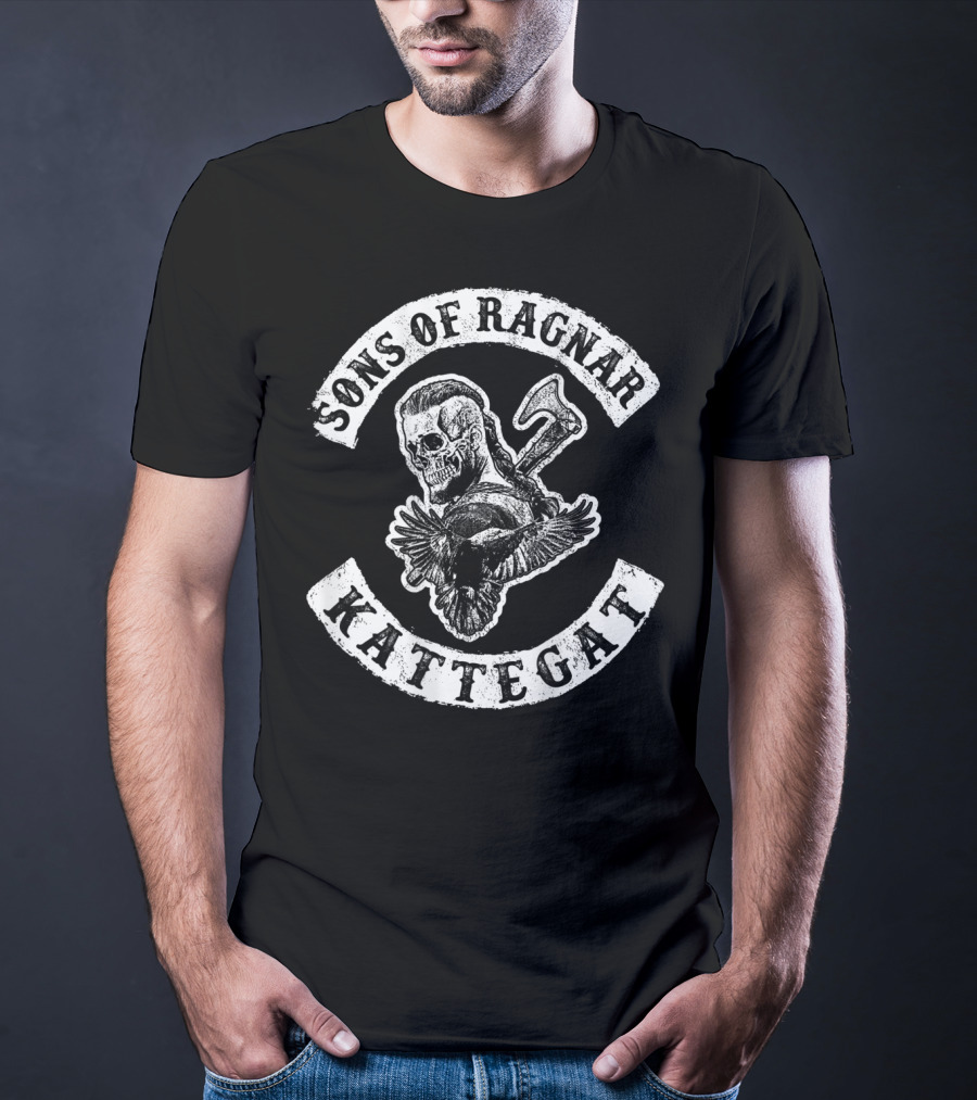 Sons Of Ragnar Kattegat Viking Skull And Axe With Raven T-Shirt