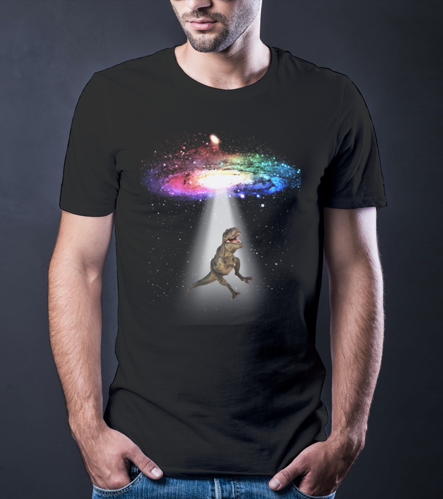 Space Dinosaur Trex In Galaxy Beam T-Shirt