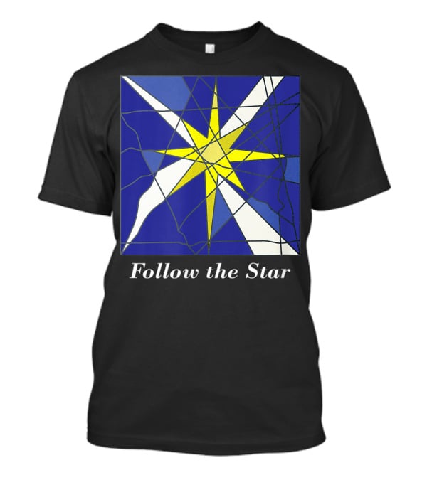 Follow The Star Stained Glass Style Star Of Bethlehem T-Shirt