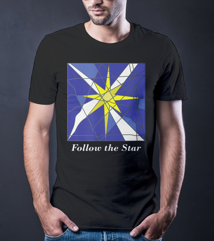 Follow The Star Stained Glass Style Star Of Bethlehem T-Shirt
