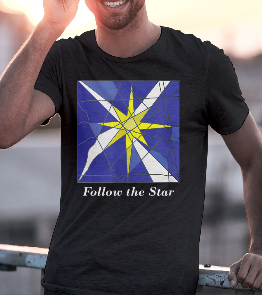 Follow The Star Stained Glass Style Star Of Bethlehem T-Shirt