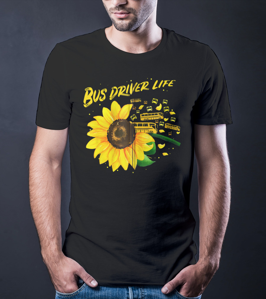 Bus Driver Life Sunflower Zip T-Shirt