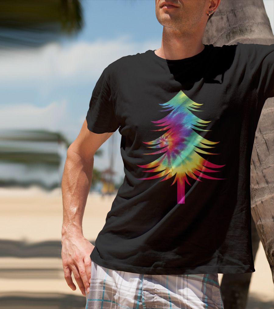 Tie Dye Christmas Tree Colorful Tye Dye Rainbow Effect T-Shirt