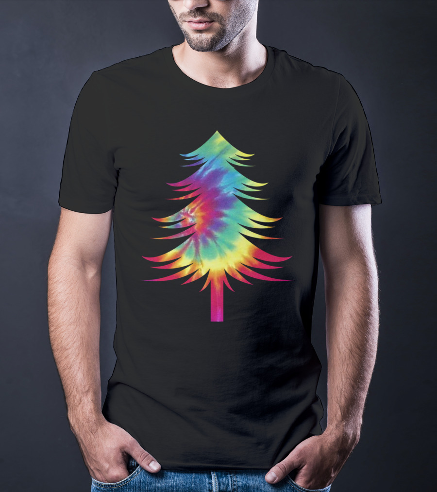Tie Dye Christmas Tree Colorful Tye Dye Rainbow Effect T-Shirt