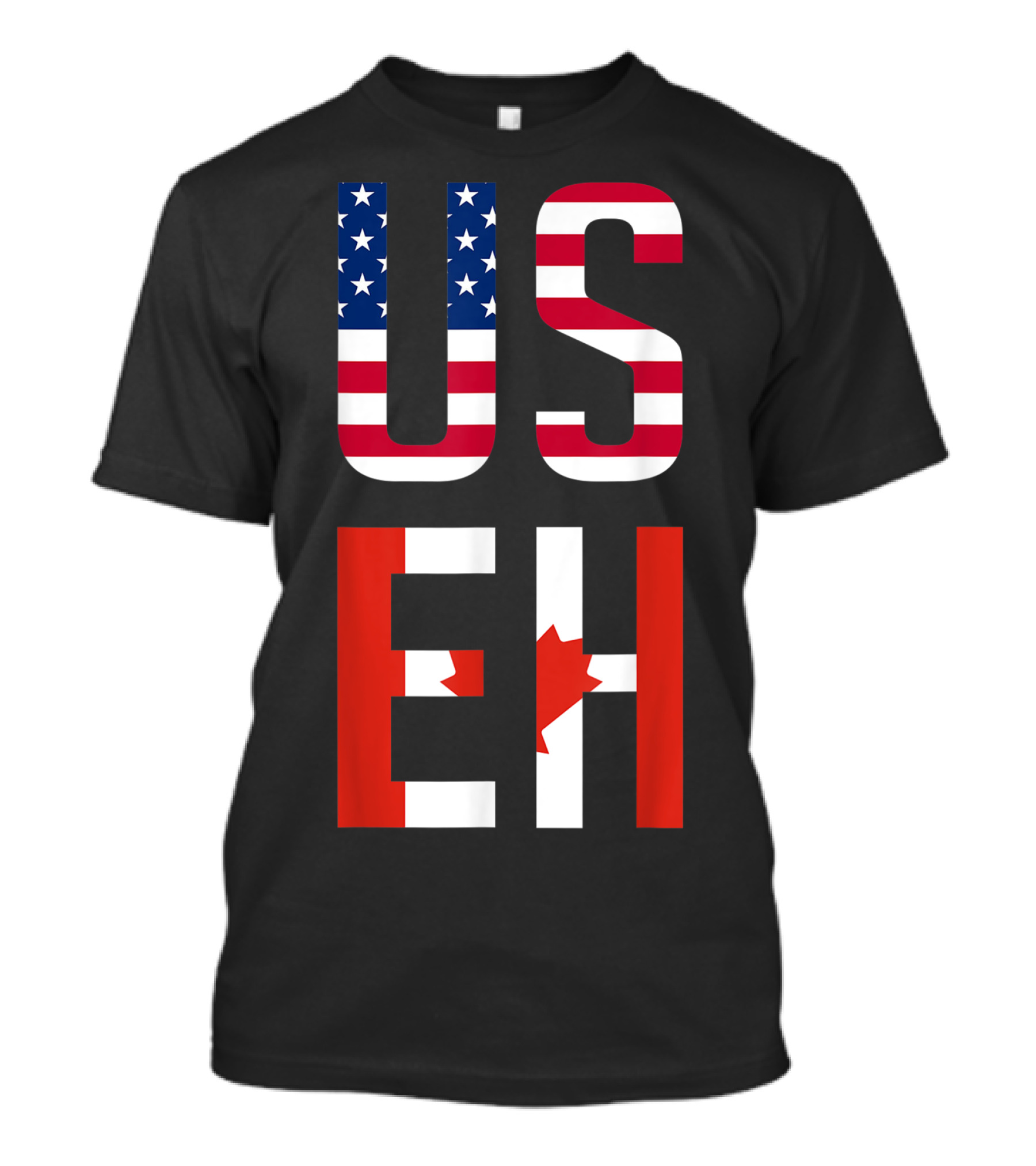 US Eh American Canadian Flag Contrast T-Shirt