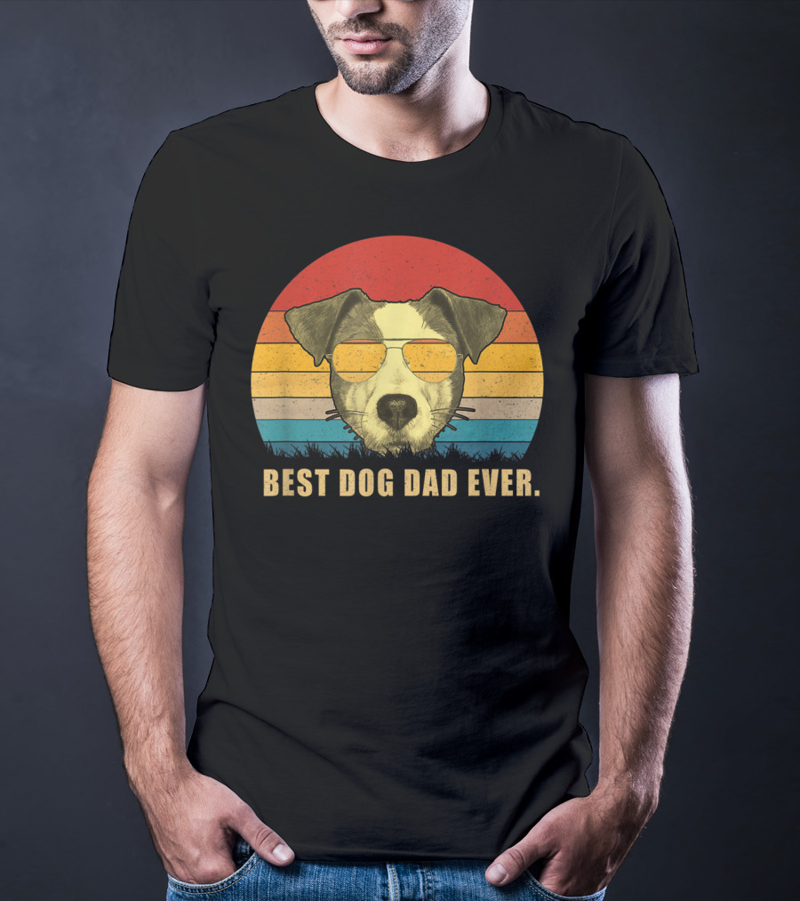 Vintage Jack Russell Terrier Best Dog Dad Ever Retro Sunglasses T-Shirt