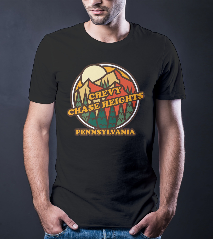 Chevy Chase Heights Pennsylvania Vintage Forest Mountain Sunset T-Shirt