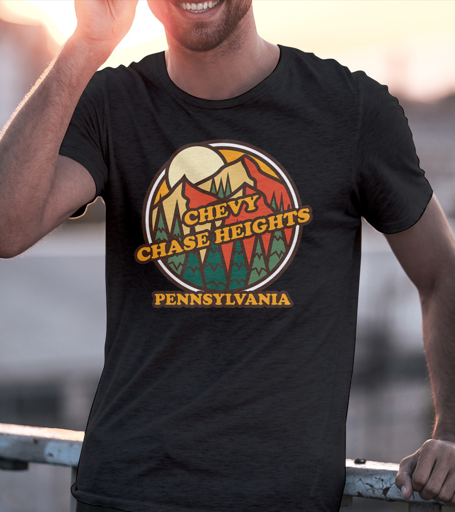Chevy Chase Heights Pennsylvania Vintage Forest Mountain Sunset T-Shirt