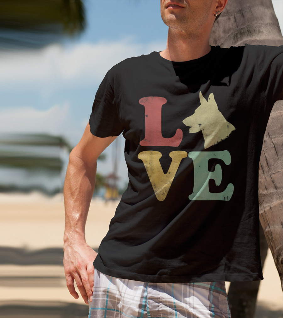 Vintage I Love My German Shepherd Beagle Love Dog T-Shirt