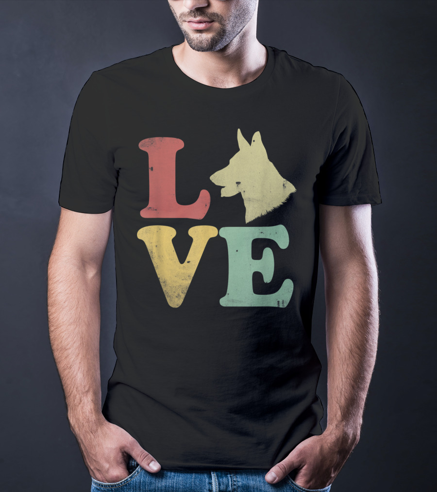 Vintage I Love My German Shepherd Beagle Love Dog T-Shirt