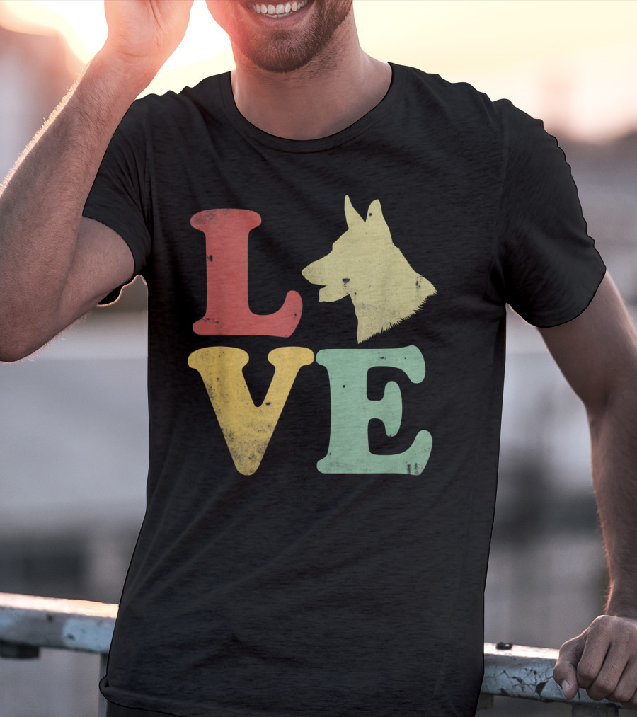 Vintage I Love My German Shepherd Beagle Love Dog T-Shirt