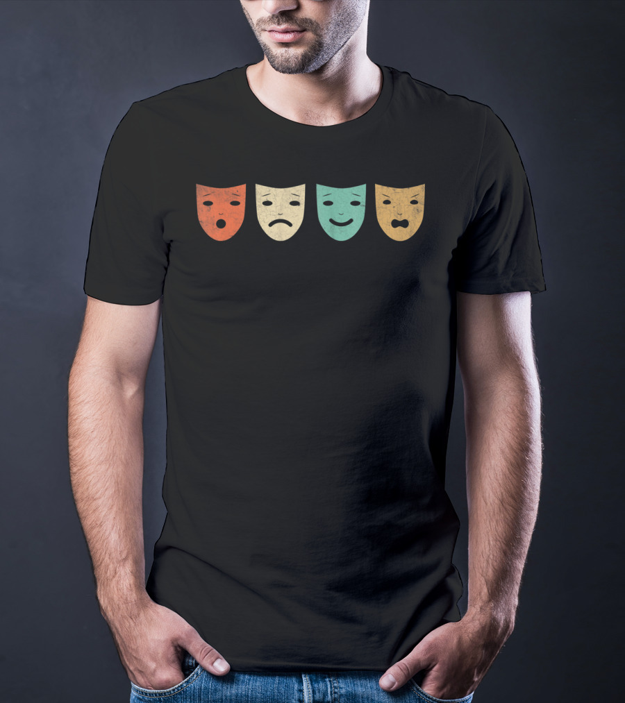 Vintage Drama Theatre Masks Actress Emotions T-Shirt