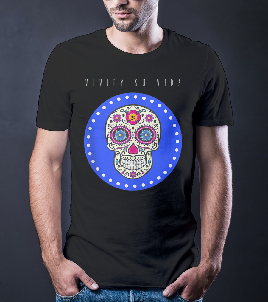 Vivify Su Vida Sugar Skull Blue Circle T-Shirt