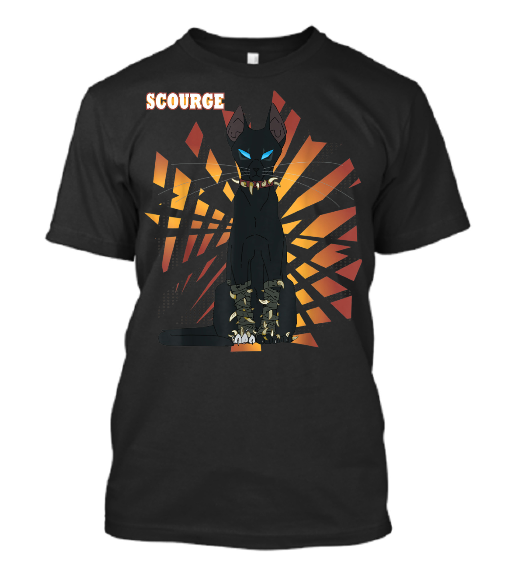 Scourge From Warrior Cats Series With Dark Geometric Background And Bright Eyes T-Shirt