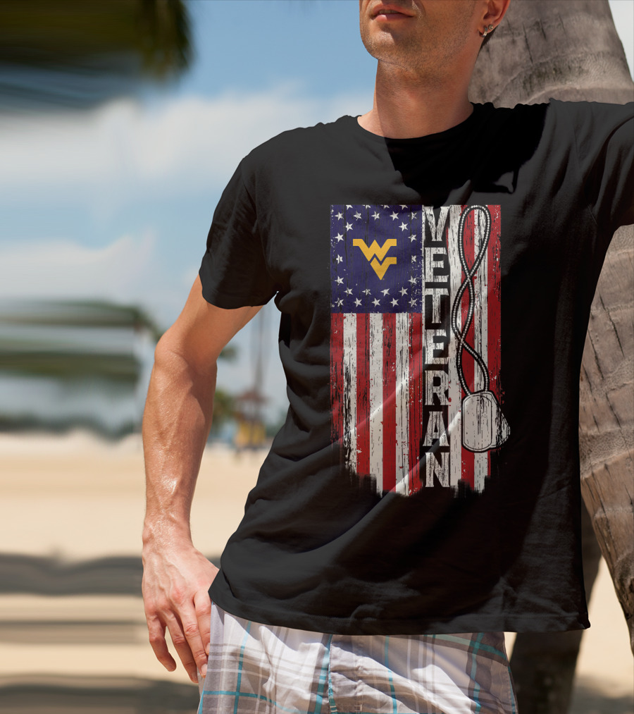 West Virginia Mountaineers Veteran American Flag T-Shirt