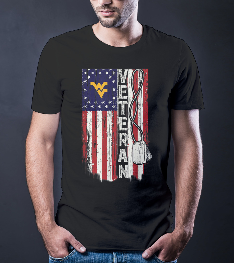 West Virginia Mountaineers Veteran American Flag T-Shirt