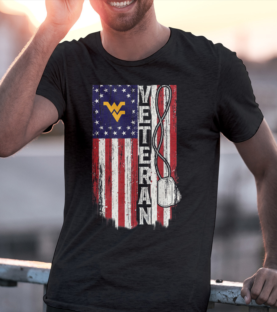 West Virginia Mountaineers Veteran American Flag T-Shirt