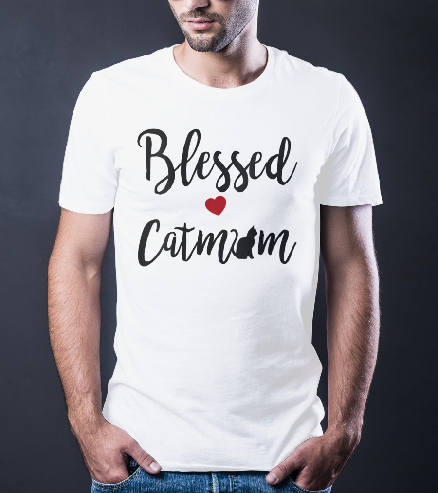 Blessed Heart Cat Mom Cat Lover T-Shirt