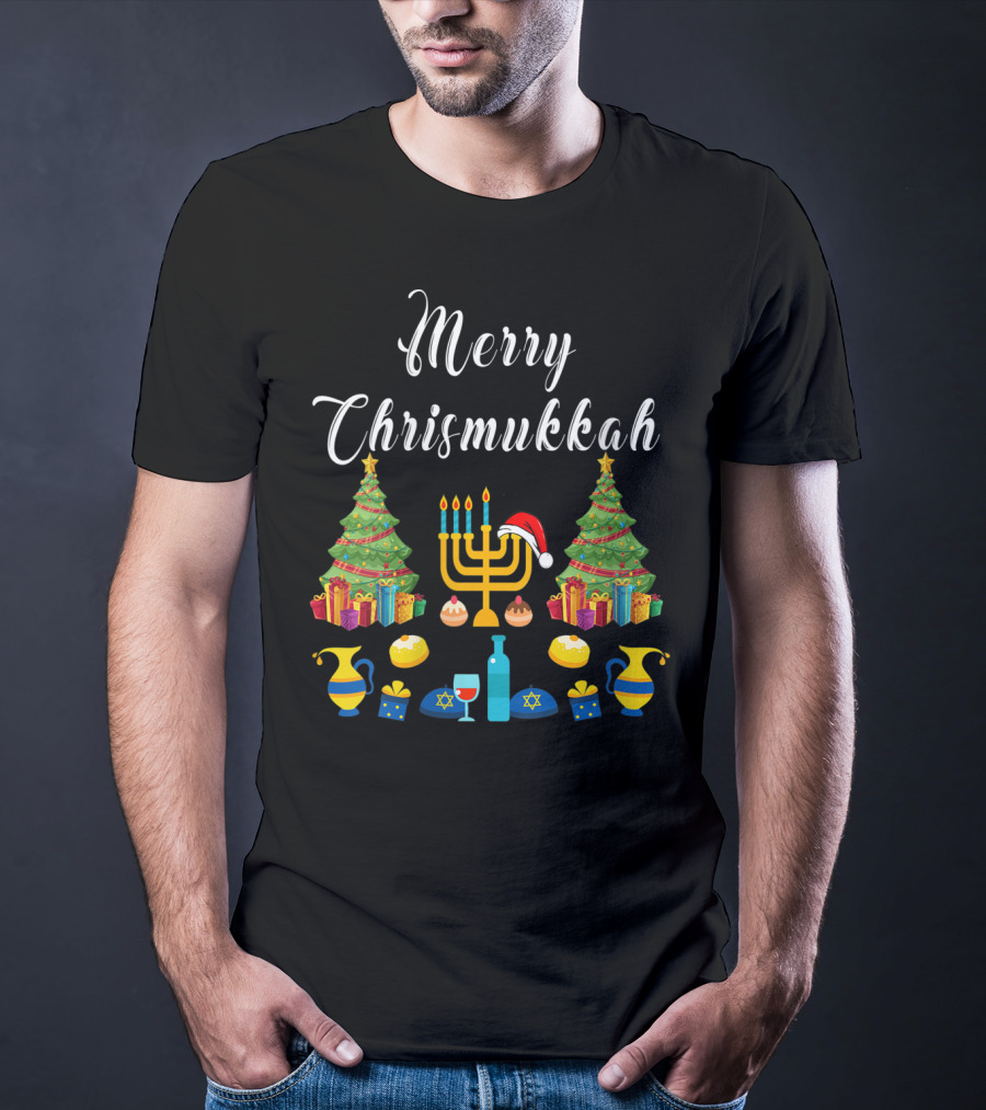 Merry Chrismukkah Christmas Ugly Hanukkah Menorah T-Shirt