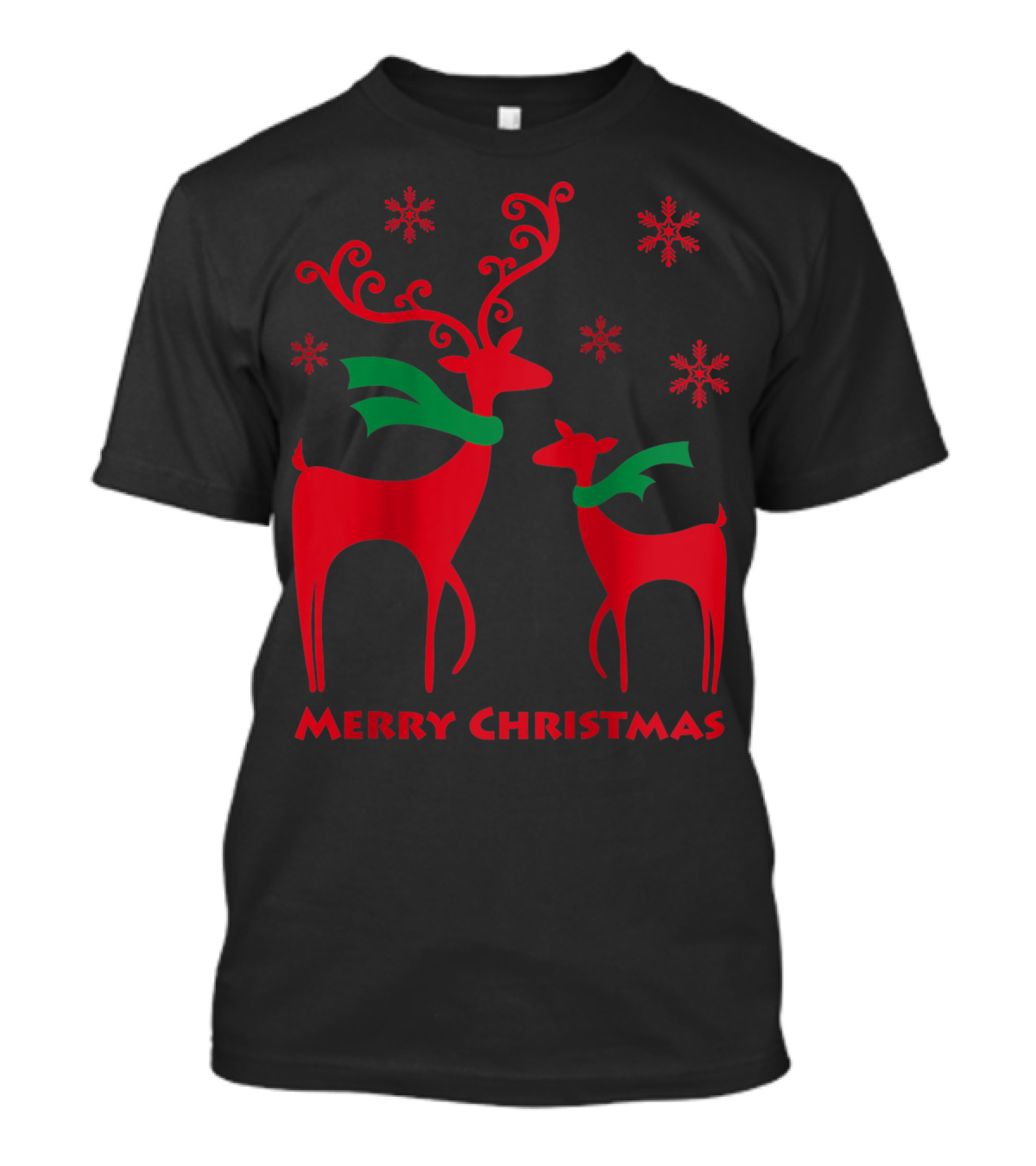 Merry Christmas Cute Mother And Daughter Christmas Deer T-Shirt