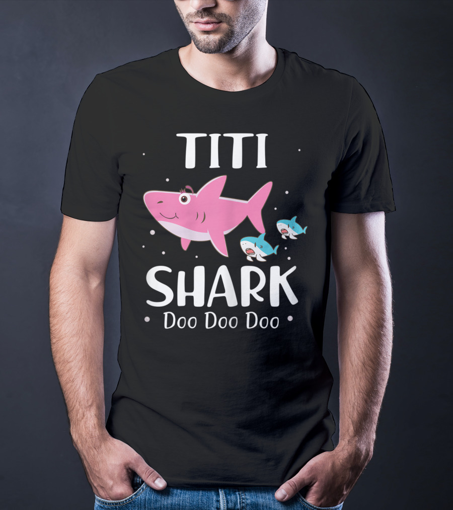 Titi Shark Doo Doo Doo Cute Cartoon Pink And Blue Sharks T-Shirt