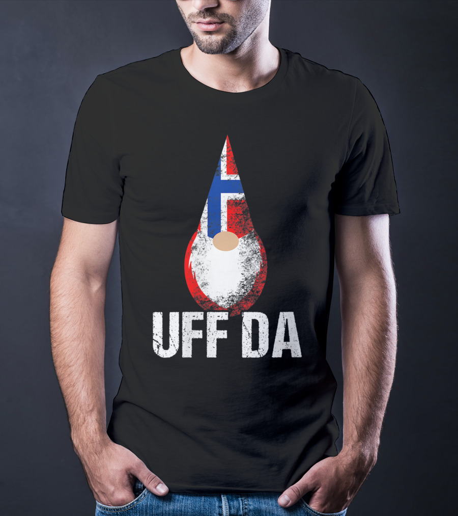Uff Da Norwegian Flag Gnome Norway Tomte T-Shirt