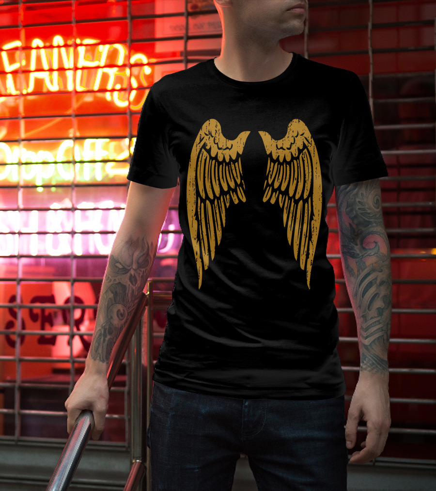 Gold Angel Wings Back T-Shirt