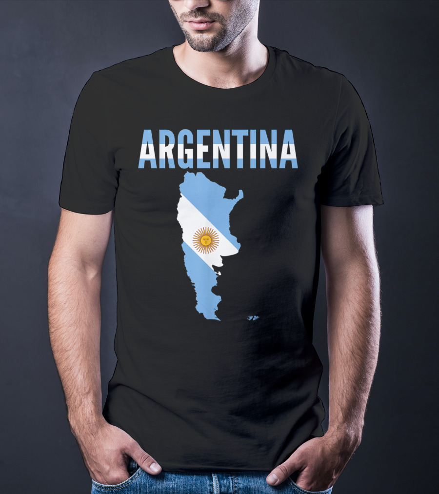 ARGENTINA Map Country Flag Sun Emblem T-Shirt