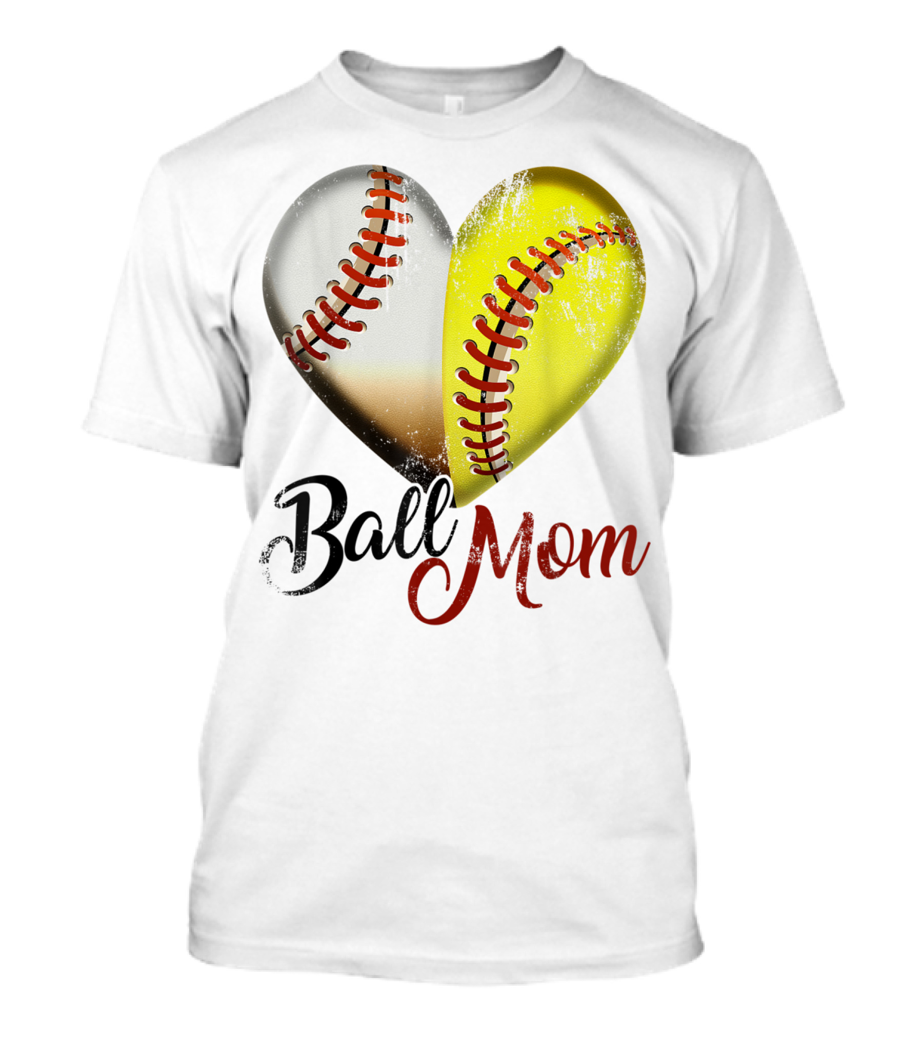 Ball Mom Heart Baseball Players Funny T-Shirt