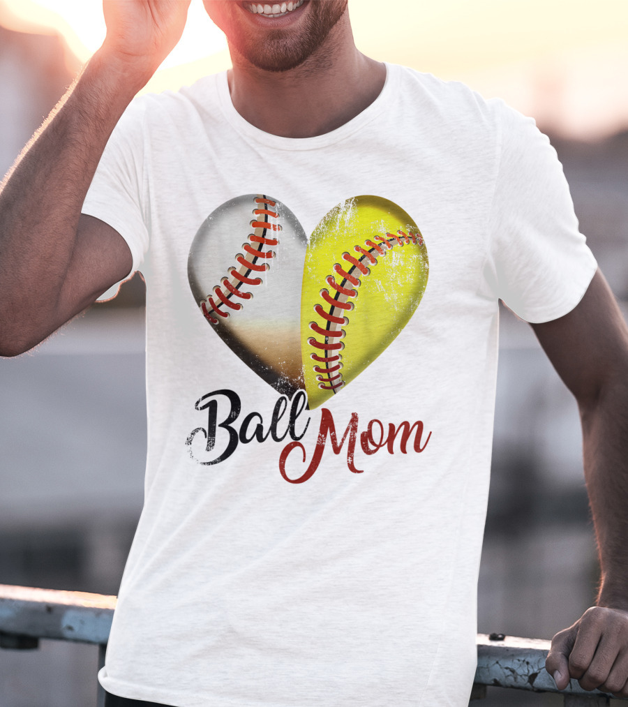 Ball Mom Heart Baseball Players Funny T-Shirt