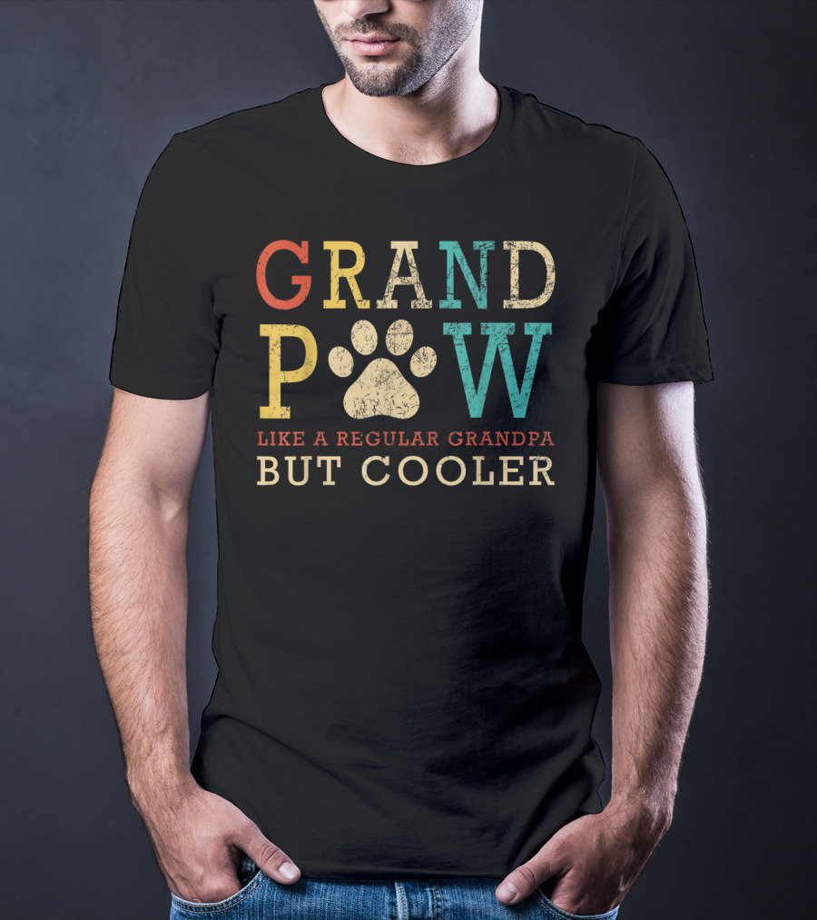 Funny Grand Paw Like Regular Grandpa But Cooler Vintage Dogs T-Shirt