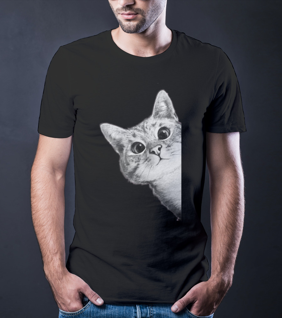 Funny Ninja Cat Meme Peekaboo T-Shirt