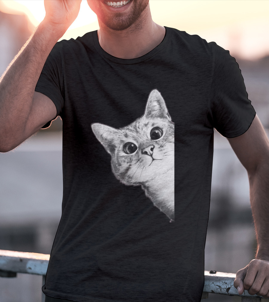 Funny Ninja Cat Meme Peekaboo T-Shirt
