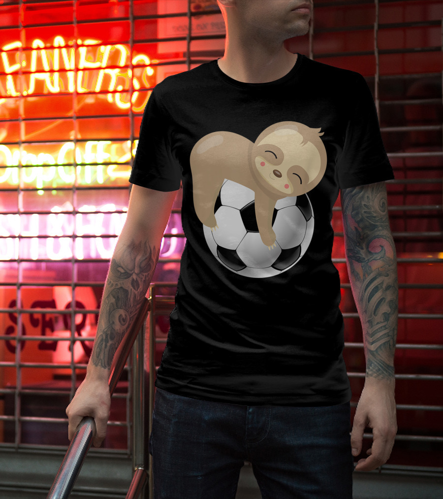 Baby Sloth Hugging Soccer Ball T-Shirt