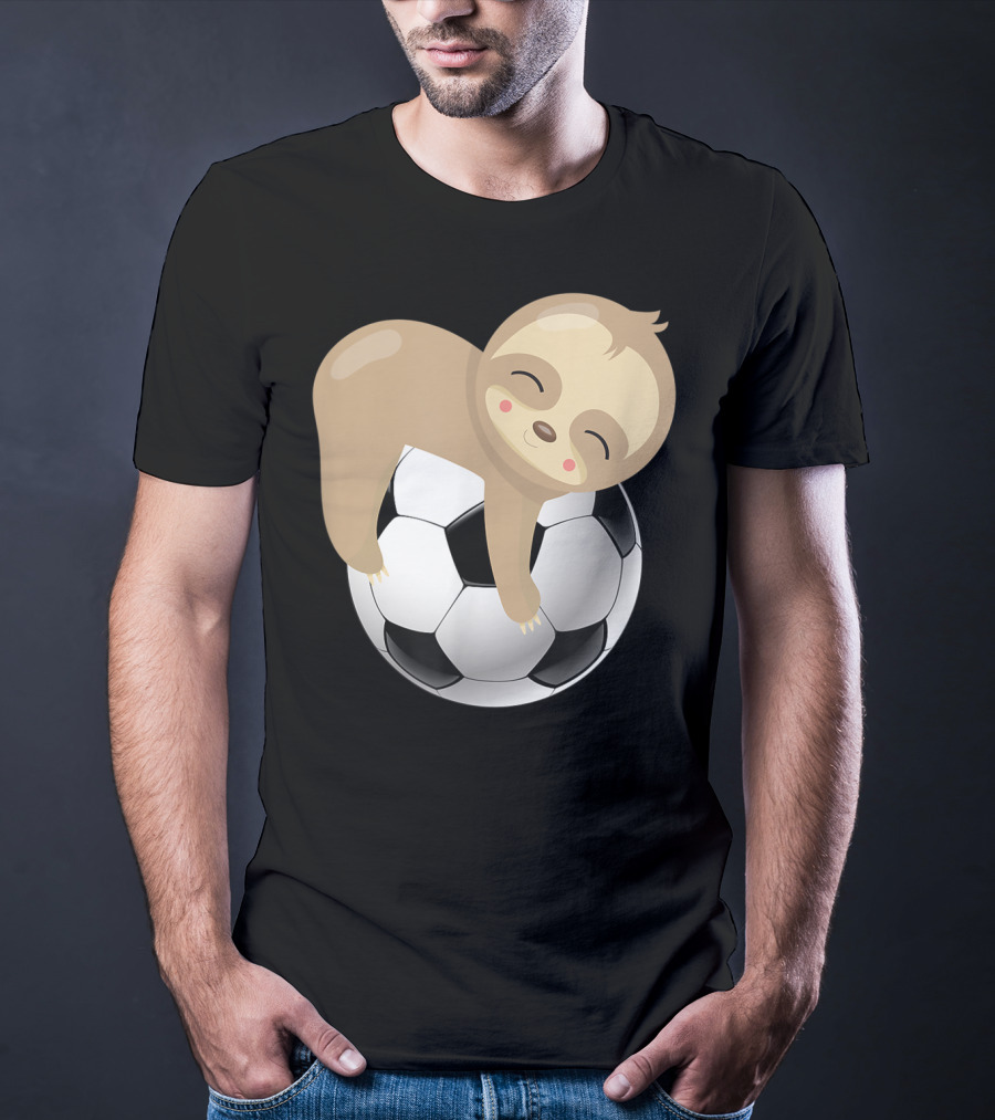 Baby Sloth Hugging Soccer Ball T-Shirt