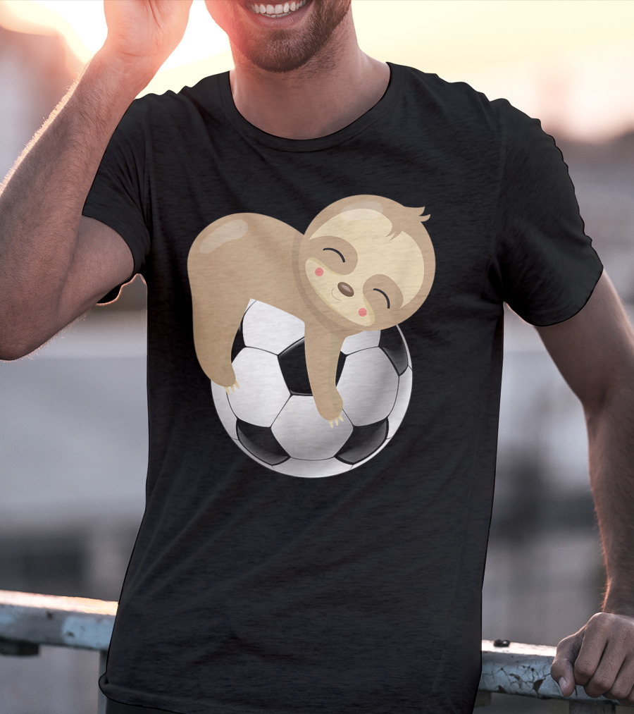 Baby Sloth Hugging Soccer Ball T-Shirt