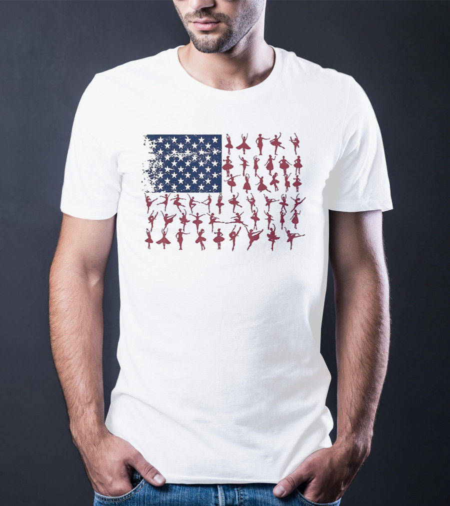 Ballet Dancer Kids American Flag July T-Shirt