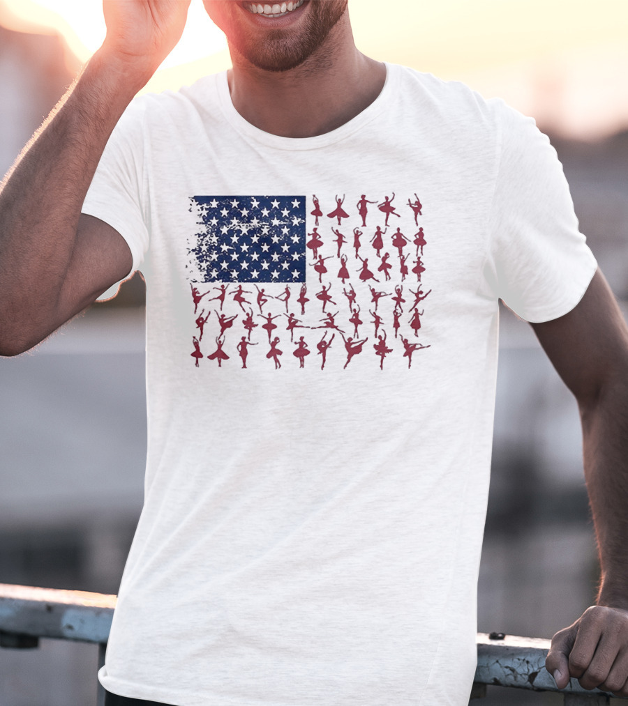 Ballet Dancer Kids American Flag July T-Shirt