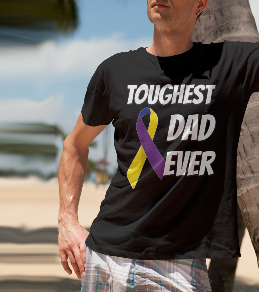 Toughest Dad Ever Bladder Cancer Yellow Ribbon Awareness T-Shirt