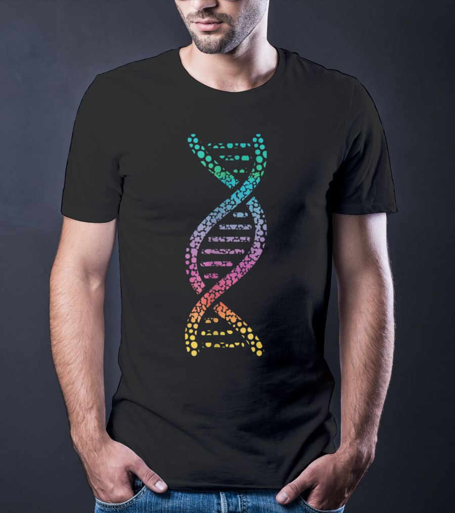 DNA Molecular World Genes Biology Lover Geek Rainbow Spiral T-Shirt