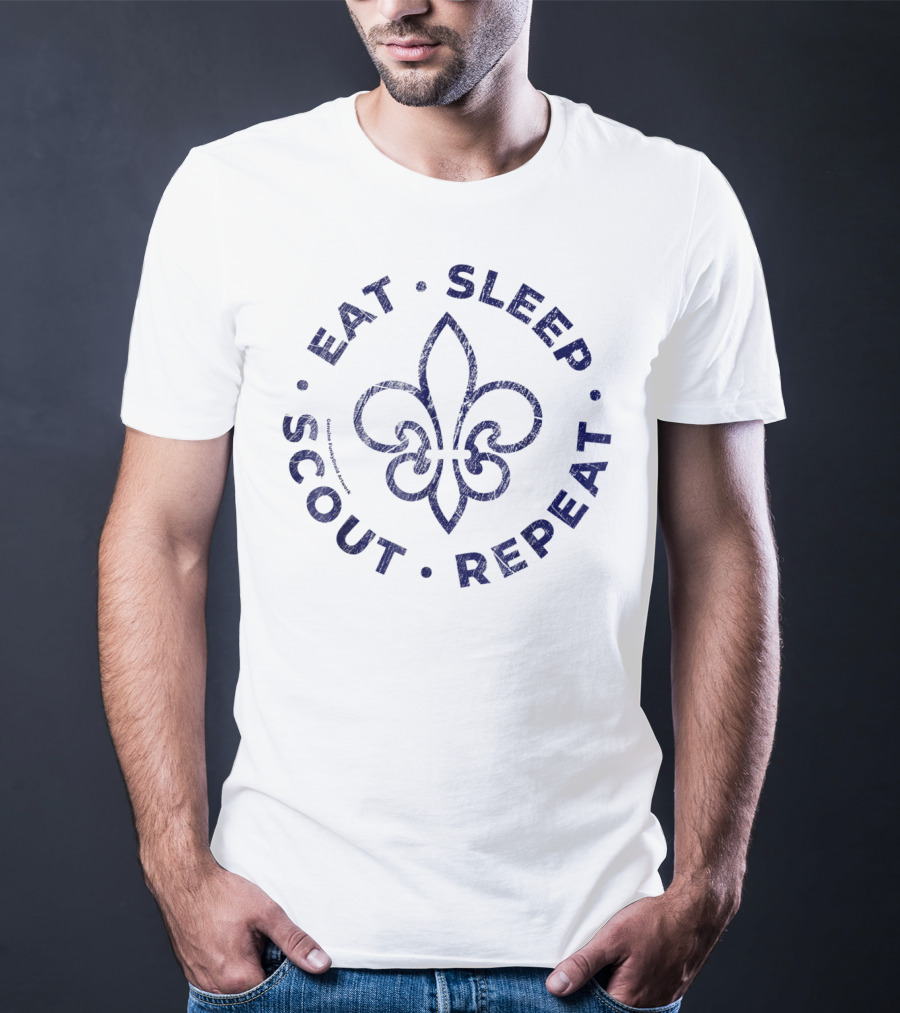 Eat Sleep Scout Repeat Fleur-de-Lis FunkyDroid Funny T-Shirt