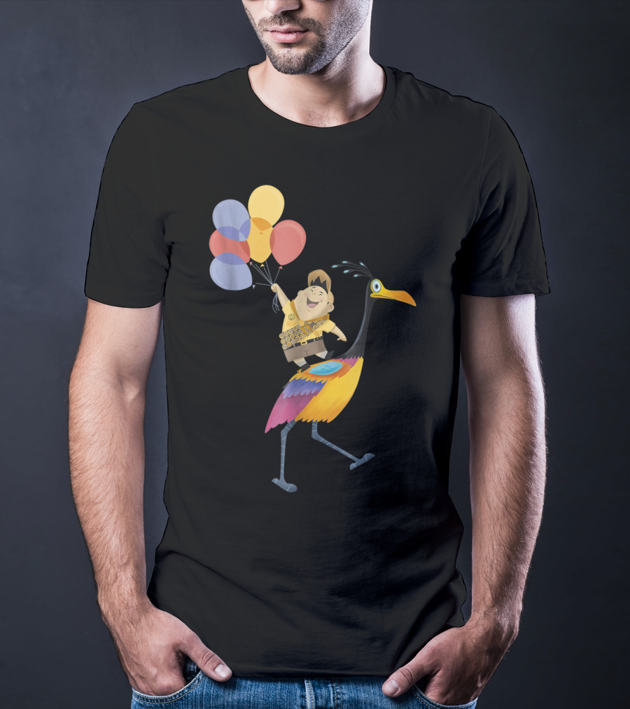 Russell Riding Kevin With Balloons Disney Pixar Up T-Shirt