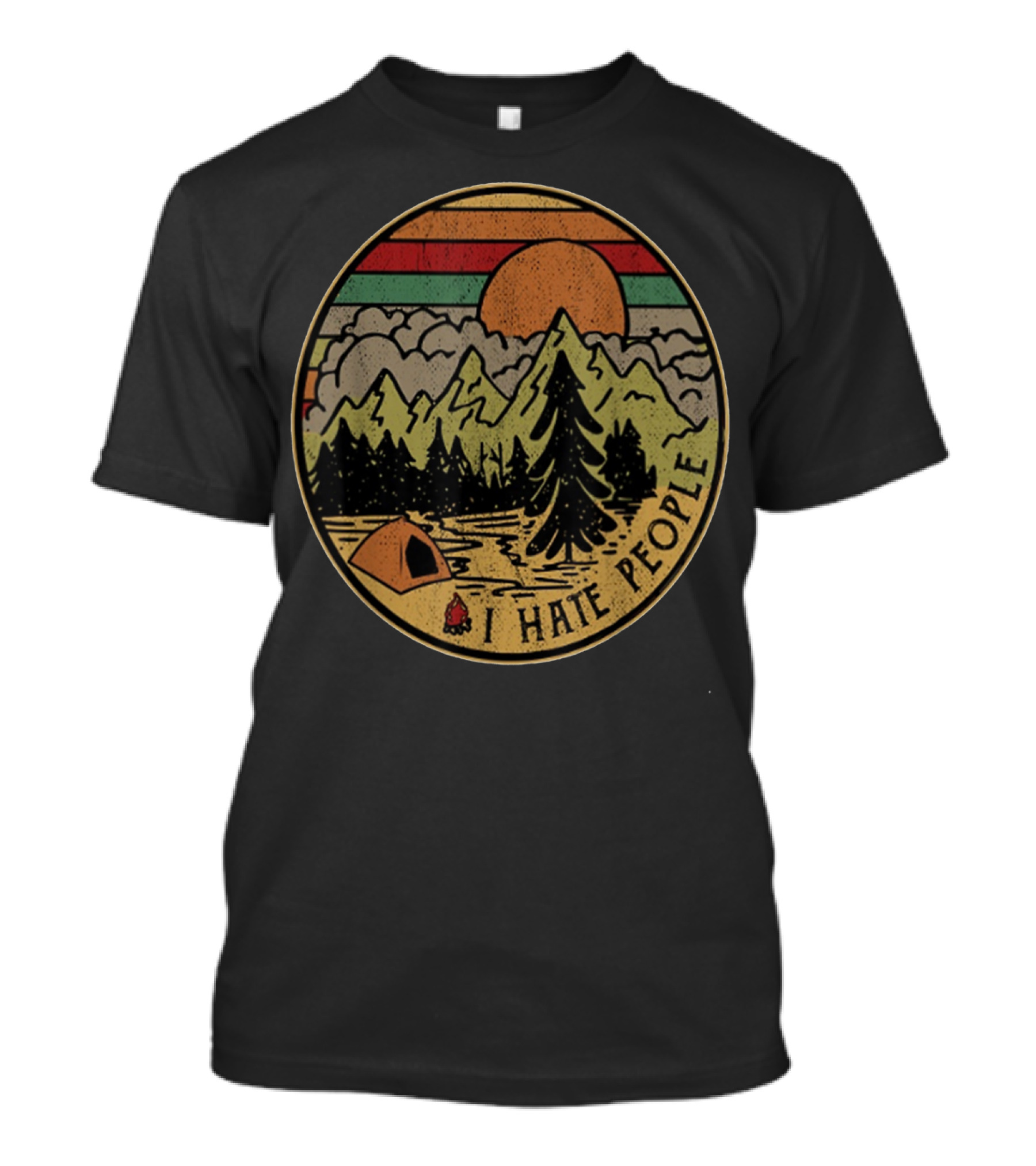 Retro Camping Outdoors I Hate People Nature Scene T-Shirt