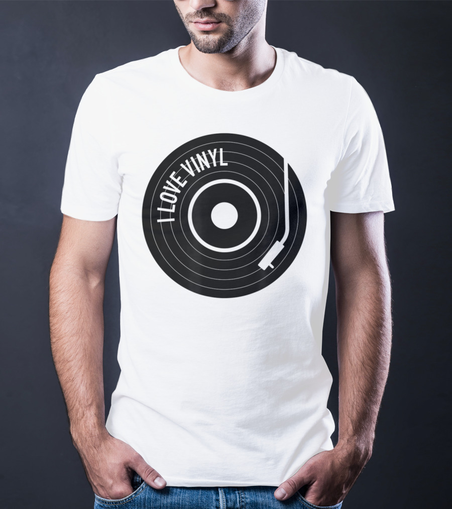 I Love Vinyl Record Player Vintage Music Enthusiast T-Shirt