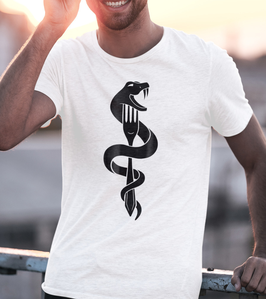 Hey Fatty Stop Eating Just Stop Eating Snake Wrapped Around Fork T-Shirt