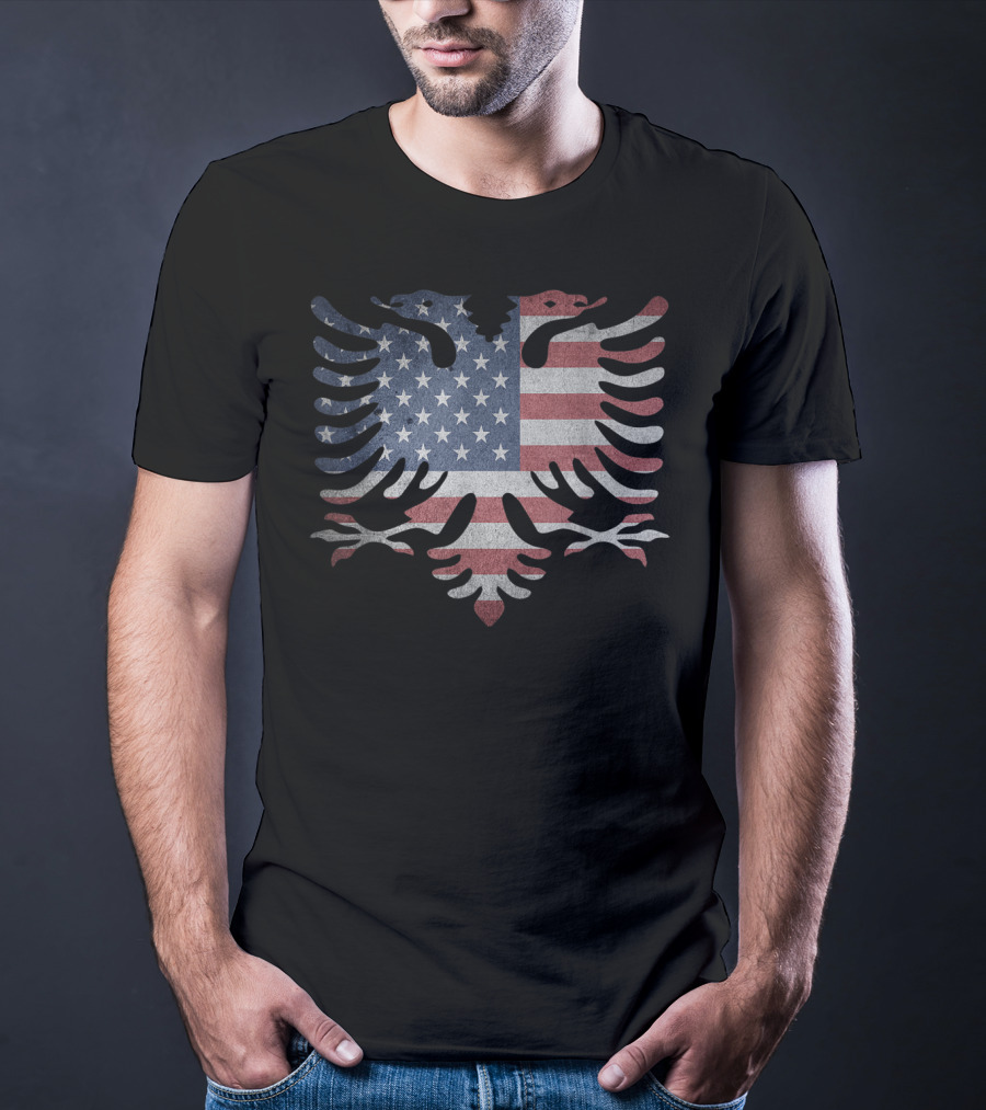 Albanian American Flag Roots USA Eagle T-Shirt