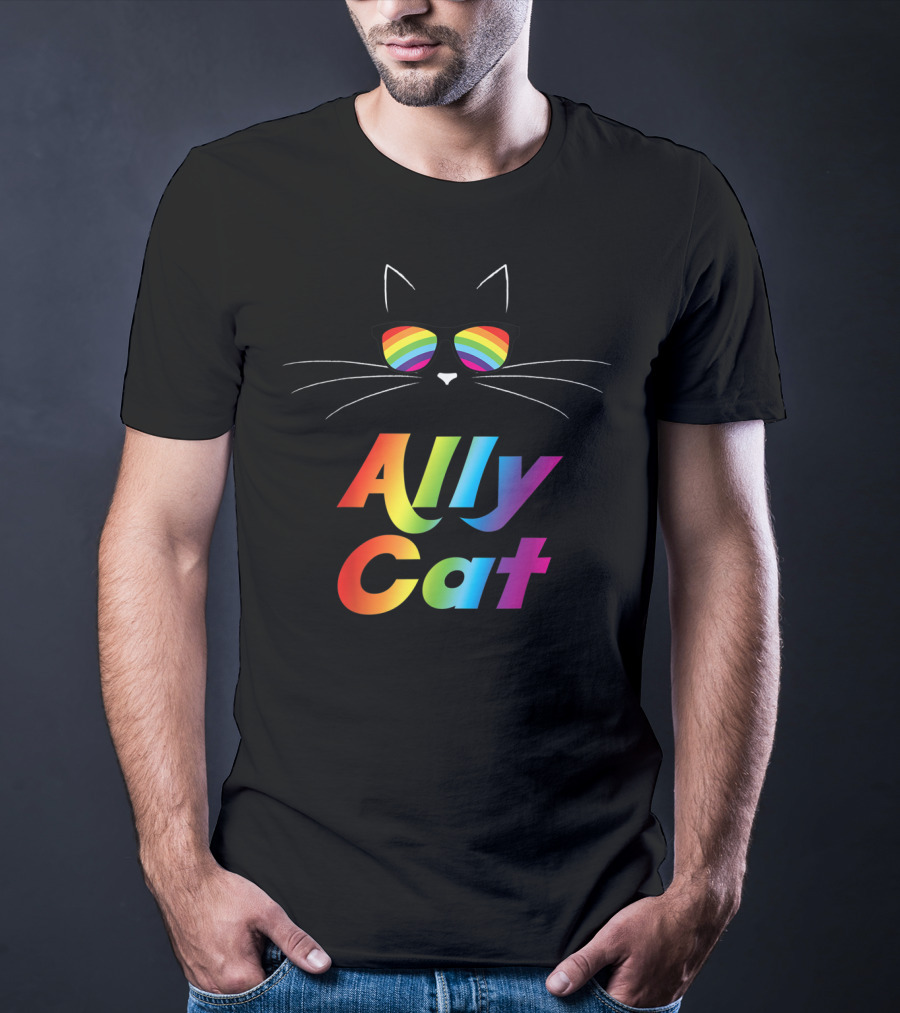 Ally Cat Rainbow Sunglasses Kitty T-Shirt