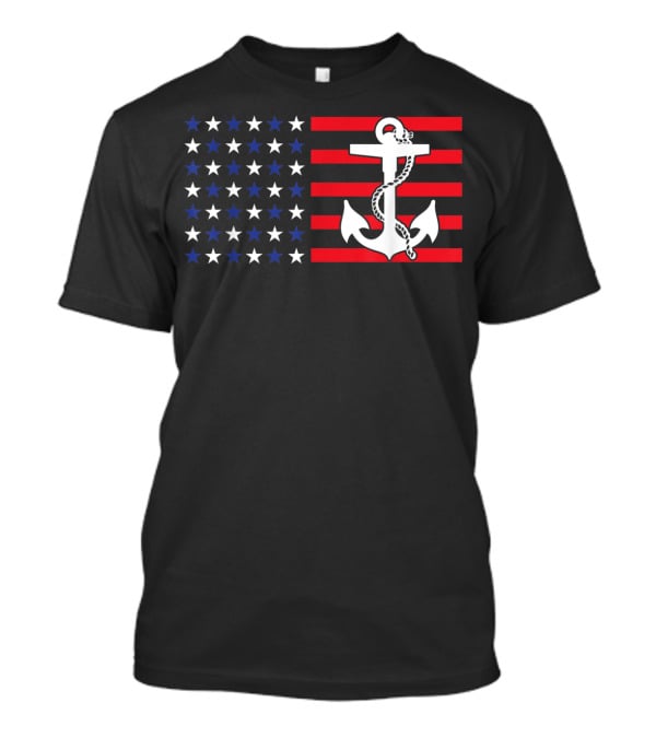 American Flag Anchor Patriotic Military July Navy USA T-Shirt